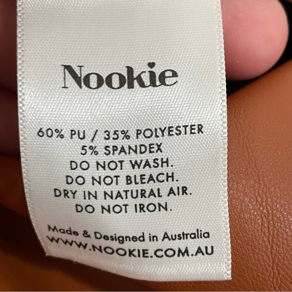 NWT Nookie Posse x Revolve Women 8 Large Midi Dress Faux Leather Brown Tan Flaw - Picture 13 of 16